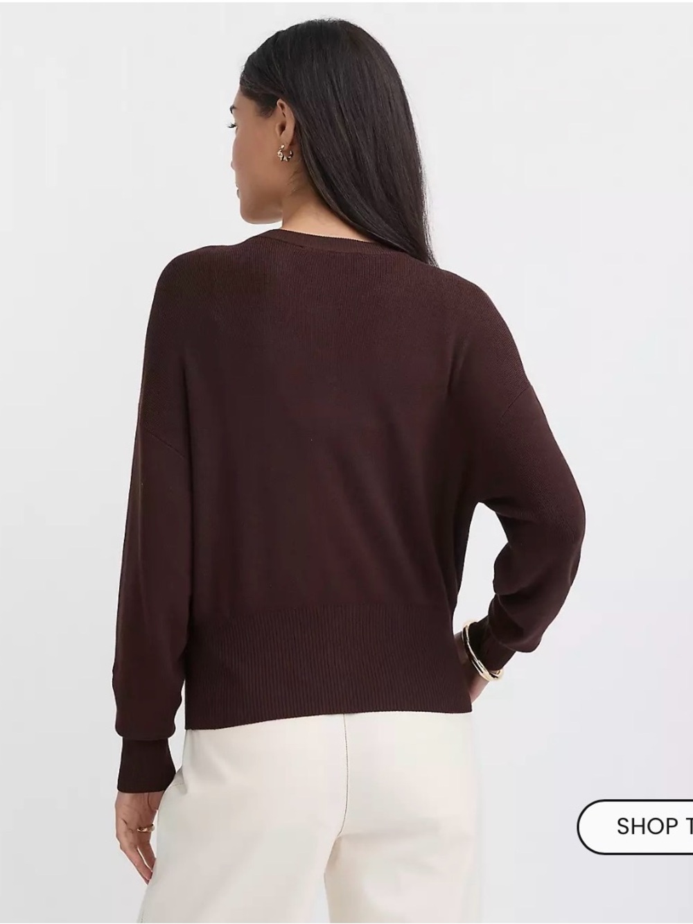 LOFT Ribtrim Waist Cardigan Medium Brown - Picture 2 of 14